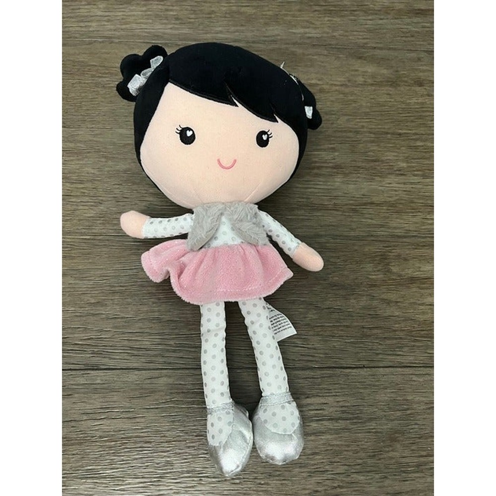 Baby Starters Plush Ballerina Doll Pink Tutu Silver Shoes Polka Dot 12"